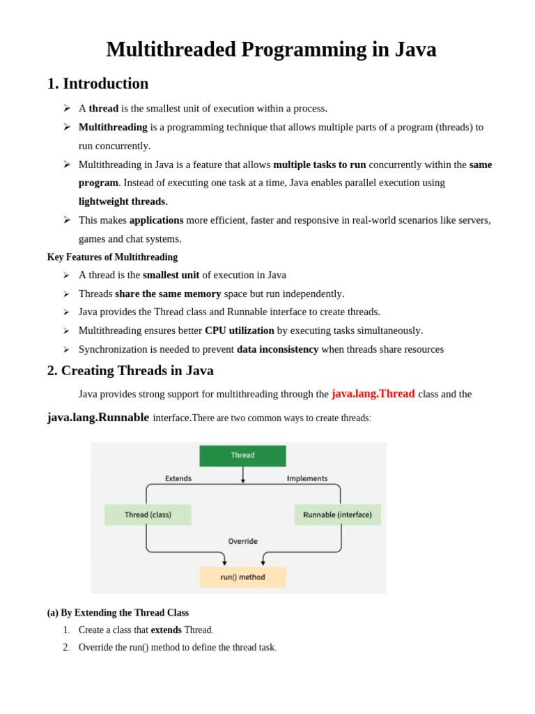 Java Multithreading Guide | PDF | Thread (Computing) | Process (Computing)