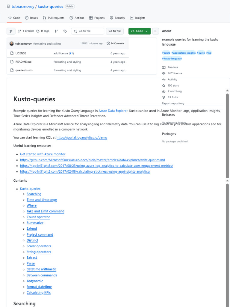 Kusto Query Language Examples | PDF | Regular Expression | Computing