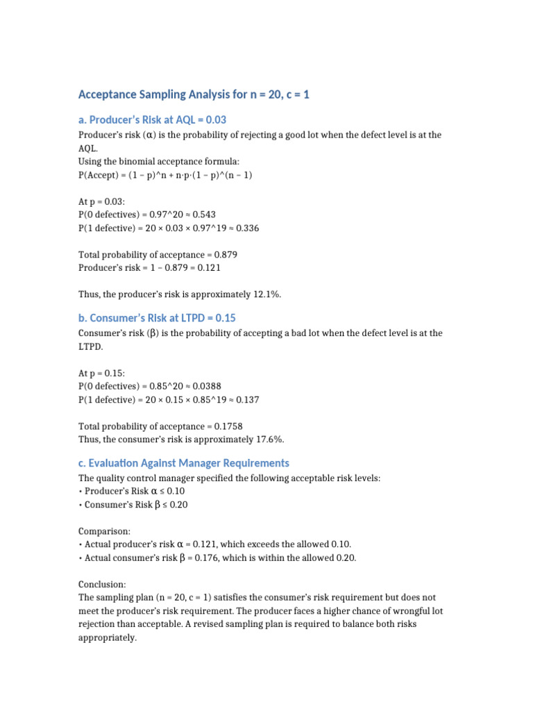 Acceptance Sampling Formatted | PDF