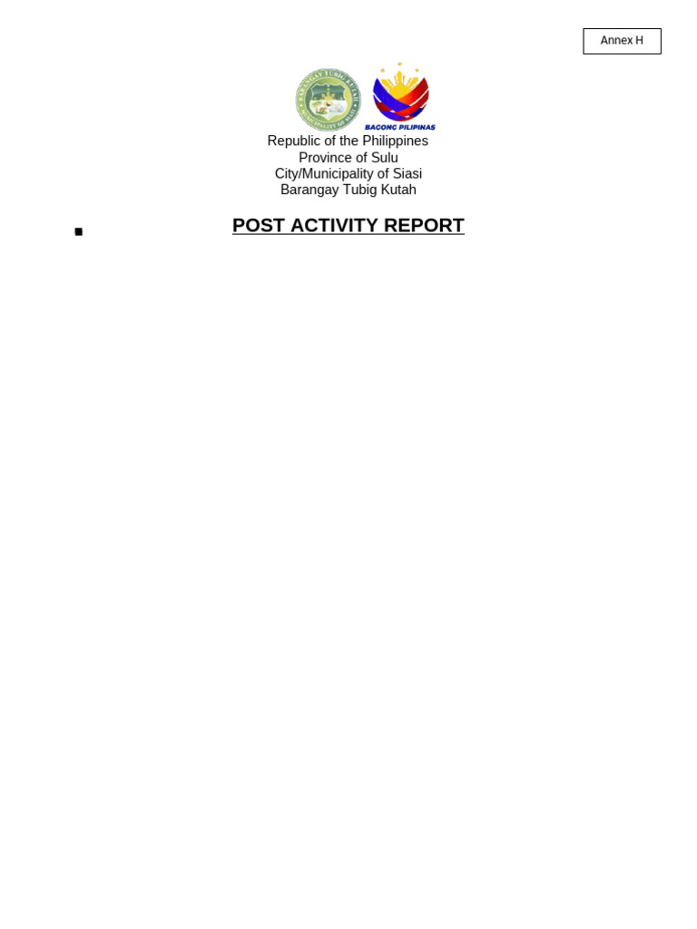 Annex H Post Activity Report Template | PDF