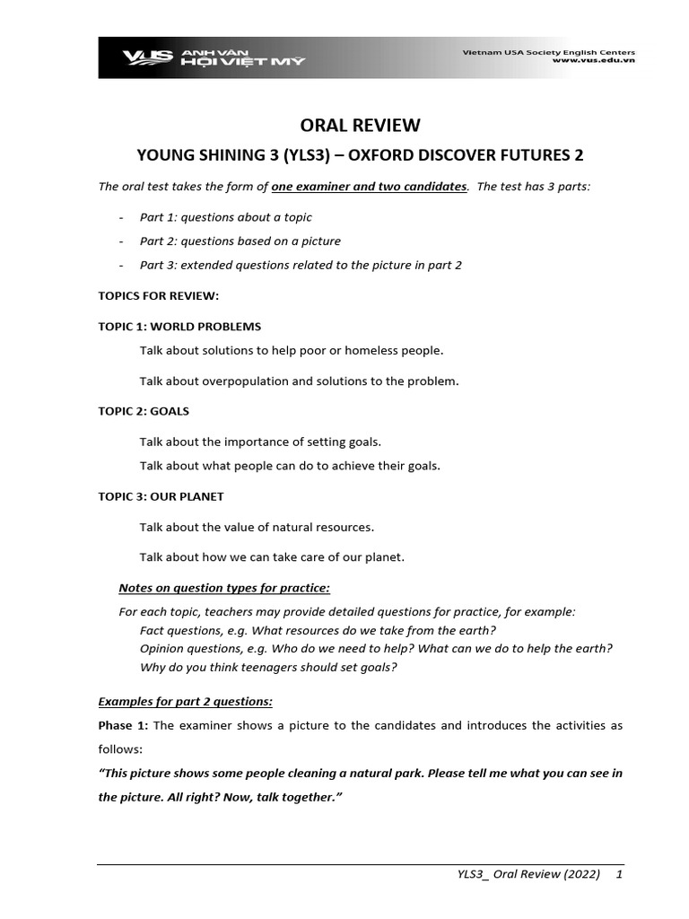 YLS3 - Oral Review (2022) 2 | PDF