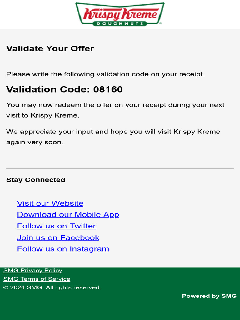 Krispy Kreme Survey Validation Code | PDF