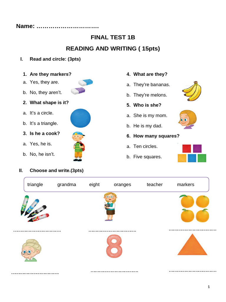 Final Test 1B: Reading & Listening Skills | PDF | Chess Theory | Chess
