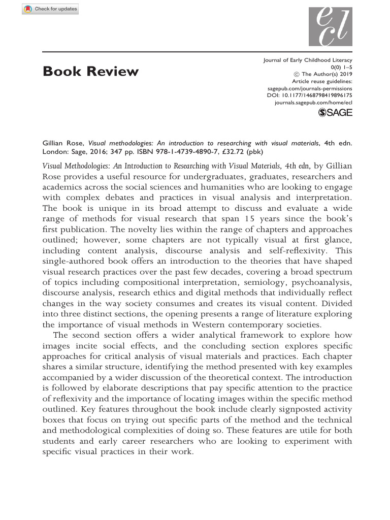 Review of Rose's Visual Methodologies | PDF | Methodology | Books