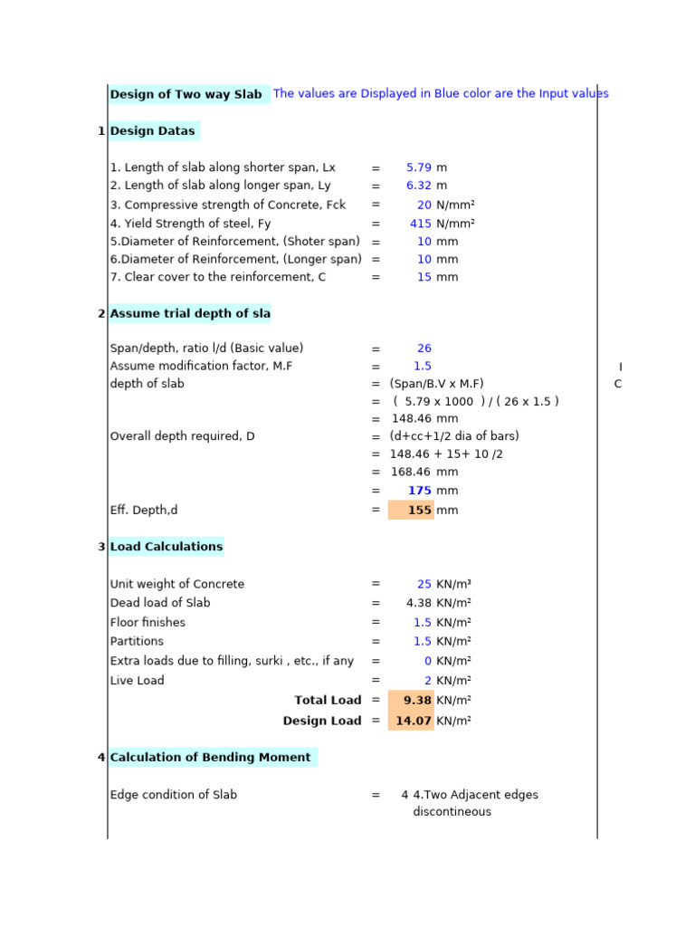 Design of Slab - Template | PDF | Concrete | Mechanical Engineering