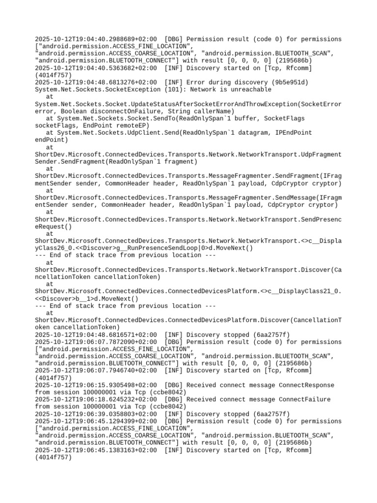 Bluetooth Discovery and Connection Logs | PDF | Network Socket ...