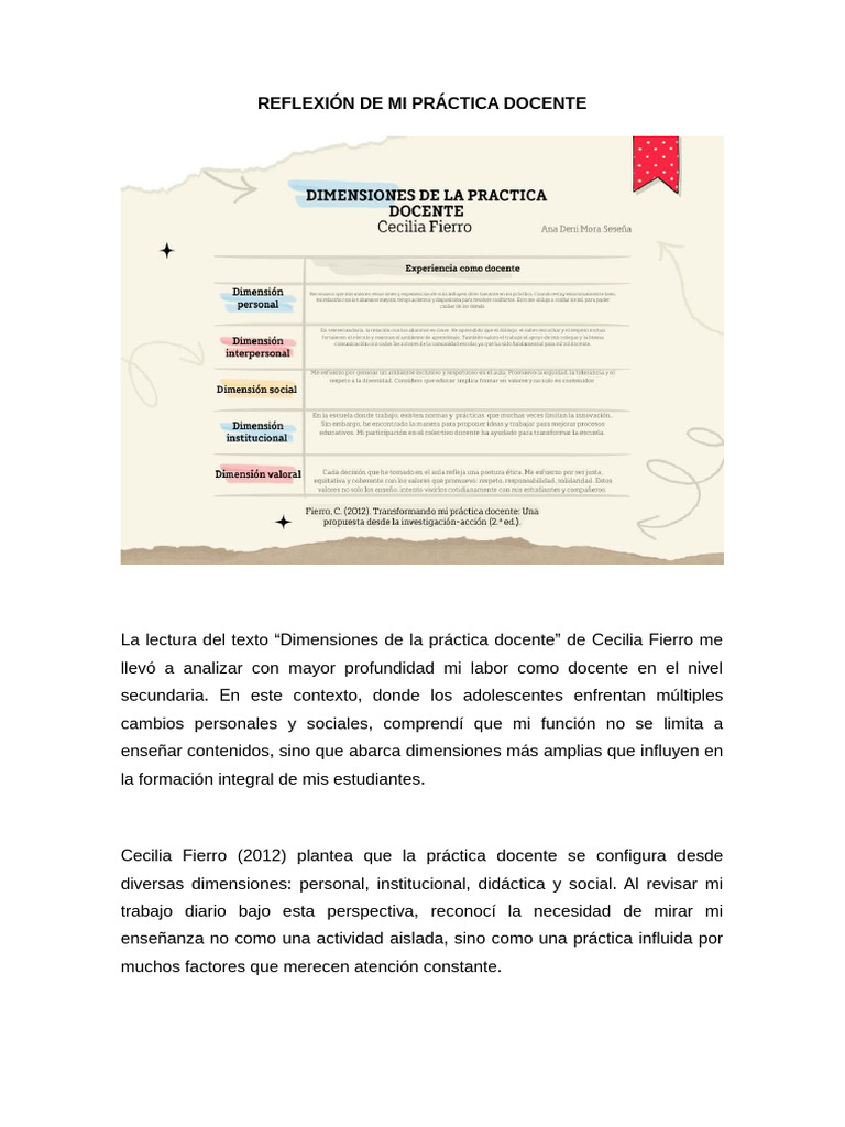 Reflexión sobre la práctica docente en secundaria | PDF | Maestros ...