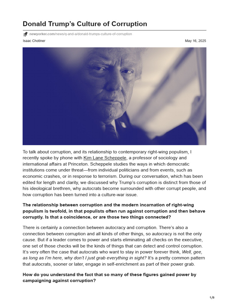 Trump's Unique Corruption Culture | PDF | Corruption | Donald Trump