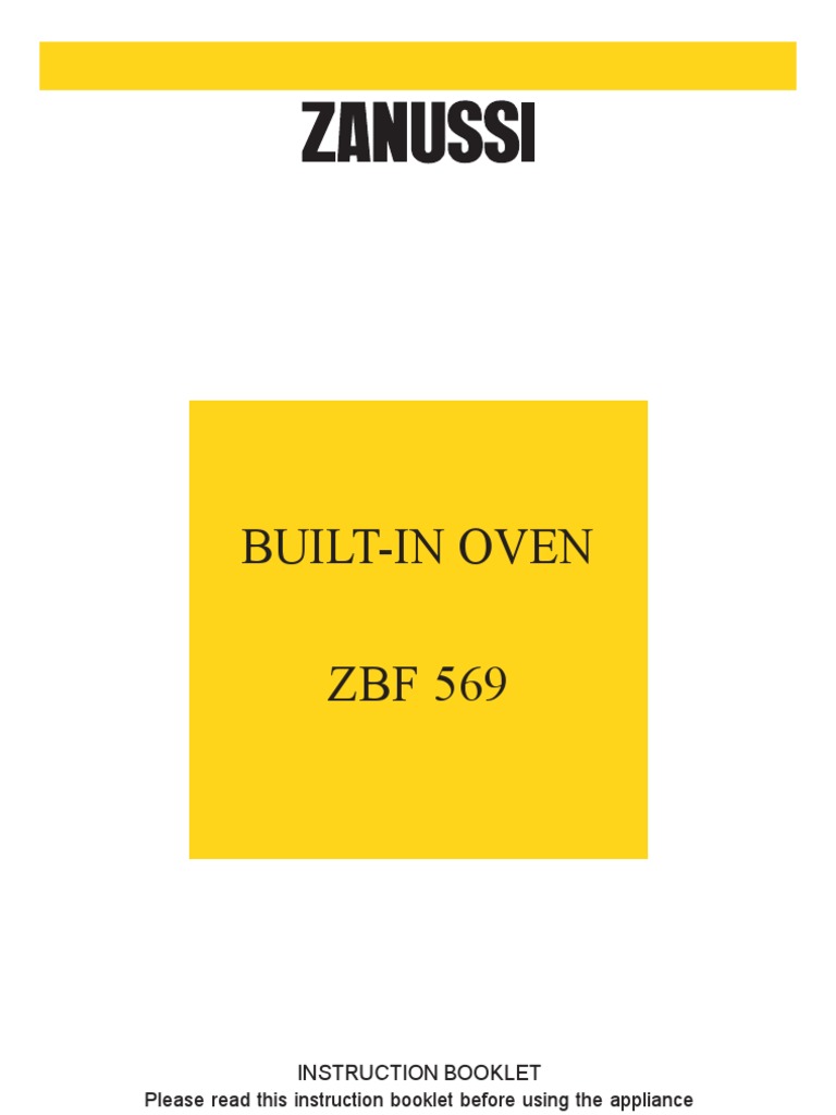 Zanussi ZBF 569 Oven Manual PDF Grilling Thermostat