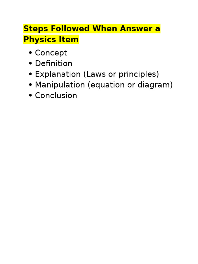 Steps Followed When Answer A Physics Item | PDF