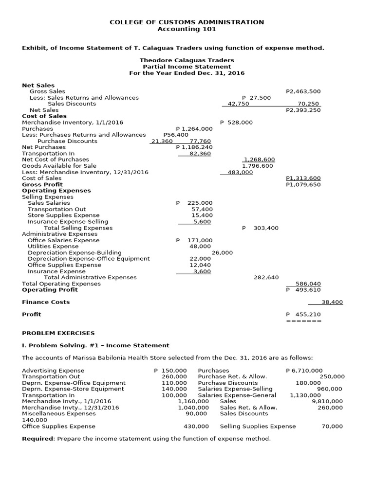 Income Statement Preparation Guide | PDF | Expense | Cost Of Goods Sold