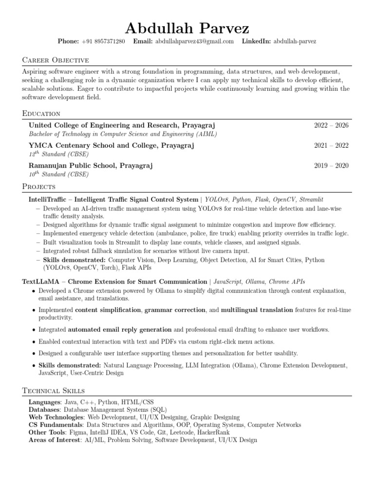 Aspiring Software Engineer Resume | PDF | Web Development | Graphical ...