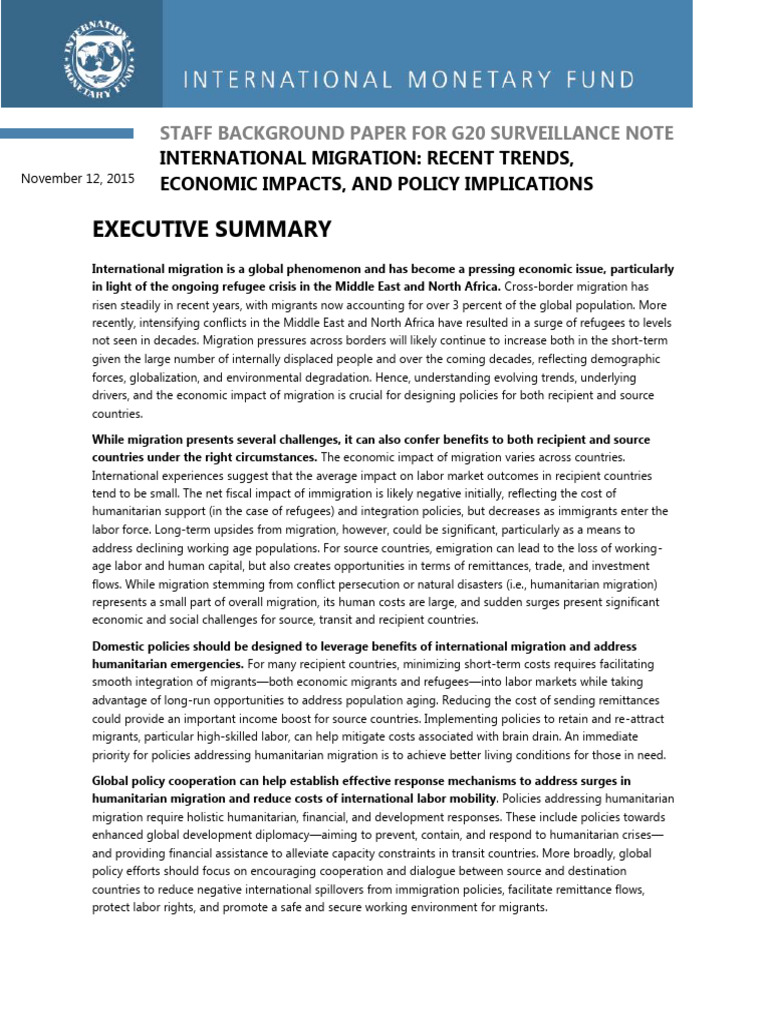 Economic Impacts of International Migration | PDF | Human Migration ...