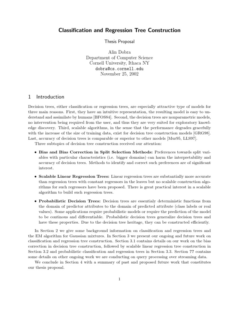 Classification and Regression Tree Construction | PDF | Regression ...