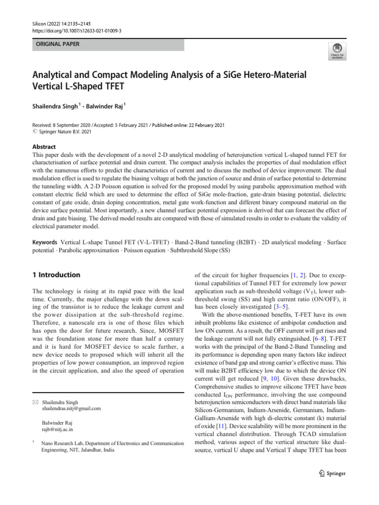 Analytical and Compact Modeling Analysis of A SiGe Hetero-Material ...