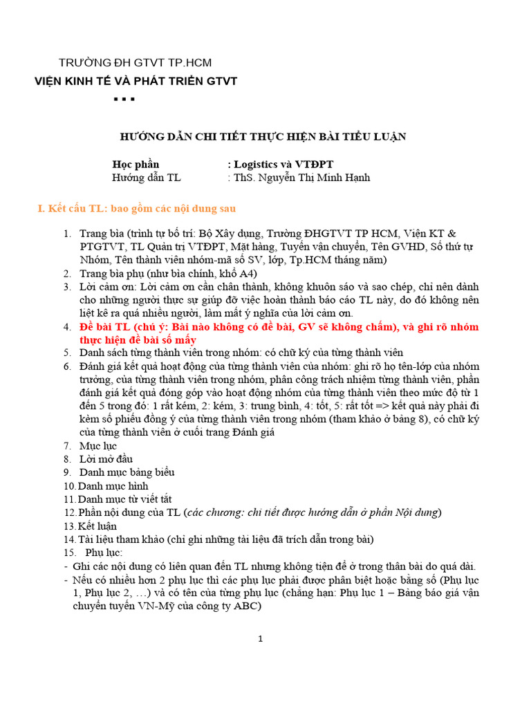 Huong Dan Thuc Hien de Tai Tieu Luan Logs VTĐPT | PDF