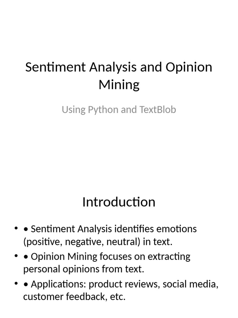 Sentiment Analysis and Opinion Mining Presentation | PDF