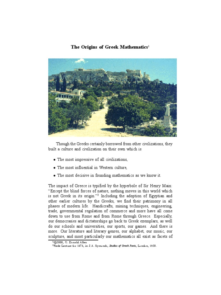 Allen, Donald - The Origin of Greek Mathematics | PDF | Pythagoras | Axiom