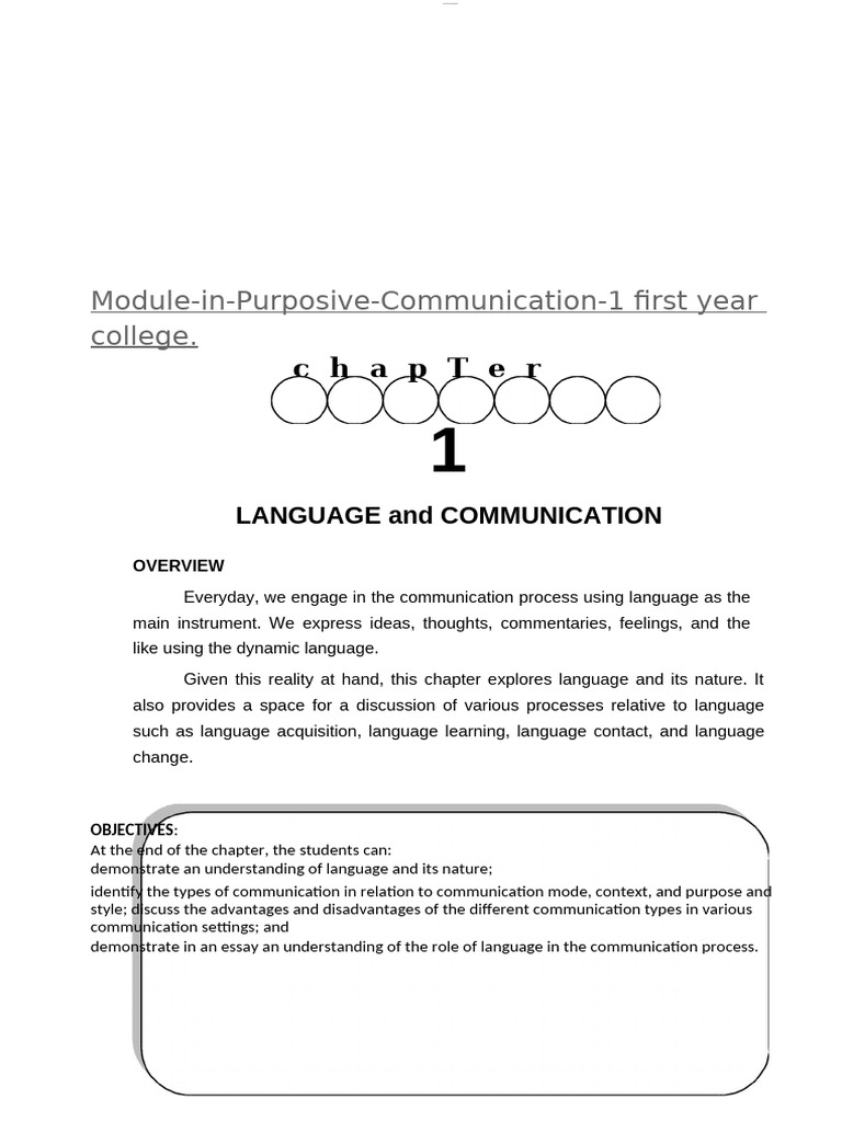 Purposive Communication Module Overview | PDF | Communication ...
