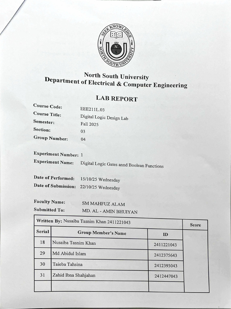 EEE211 Lab Report - 01 | PDF