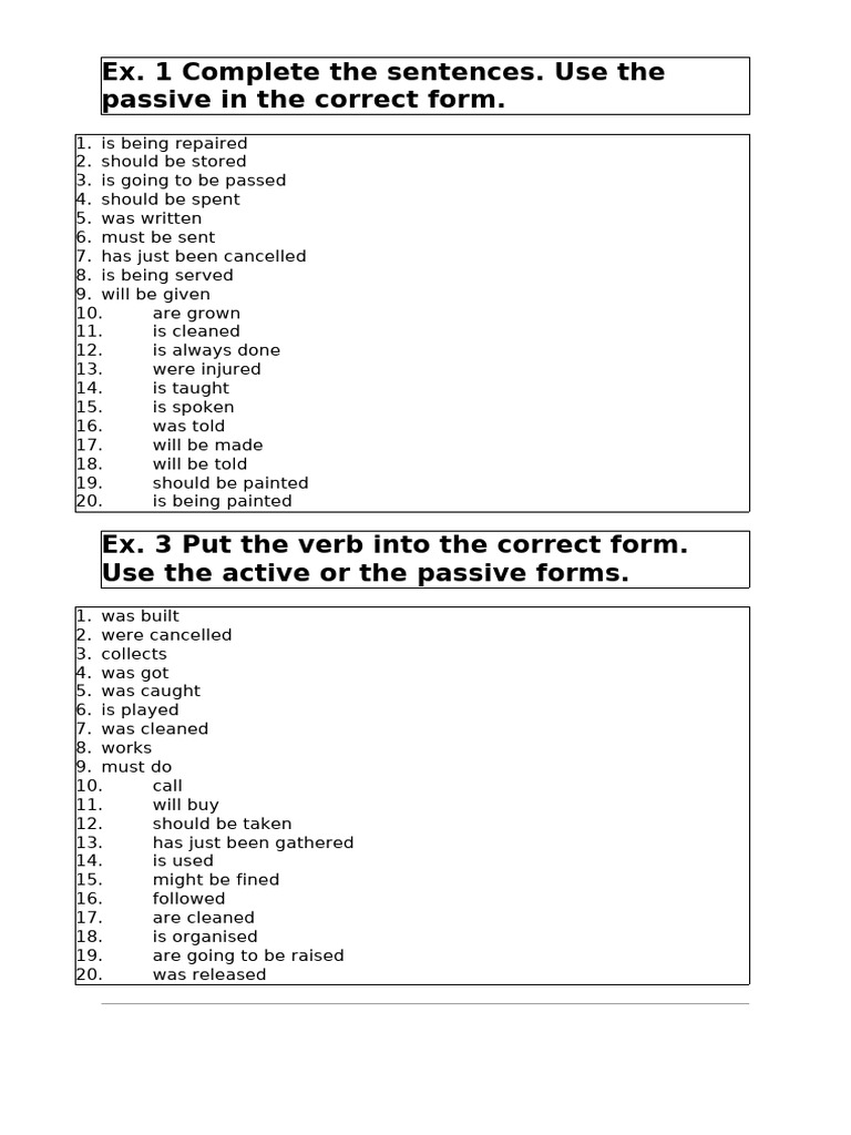 Passive Voice Exercises and Examples | PDF | Chess Openings | Chess Theory