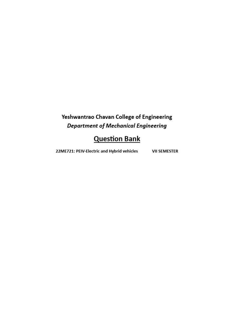 Sample Quetion Bank | PDF | Electric Motor | Electric Vehicle
