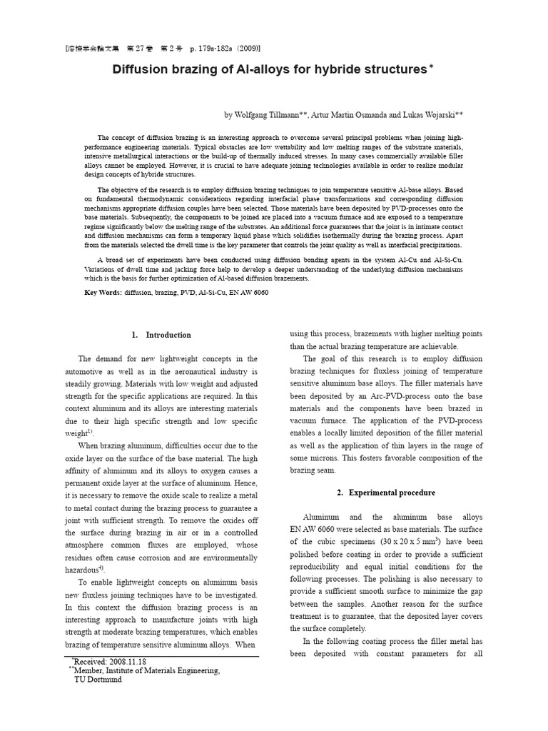 Diffusion Brazing of Aluminum Alloys | PDF | Building Materials | Chemistry