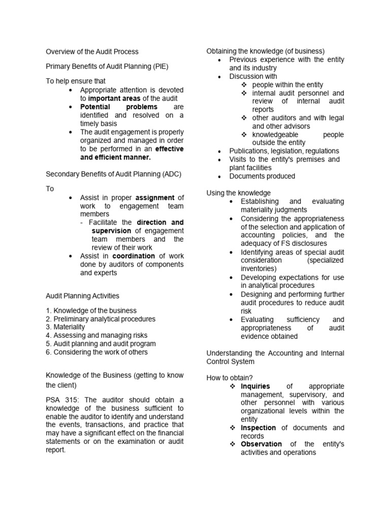 Benefits and Activities of Audit Planning | PDF | Audit | Internal Control
