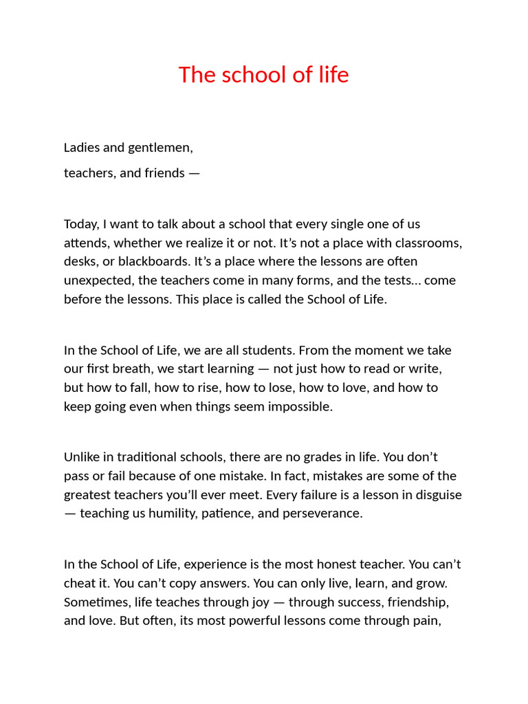 Embracing Lessons in the School of Life | PDF