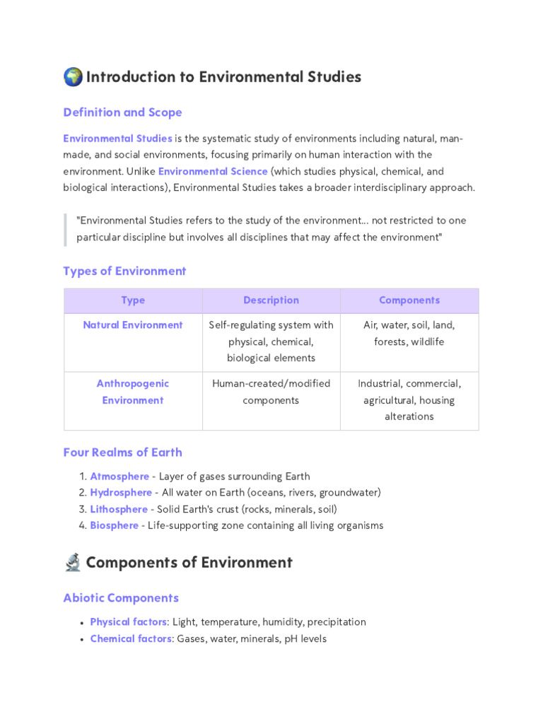 Environmental Studies - Scope, Resources, Challenges | PDF | Natural ...