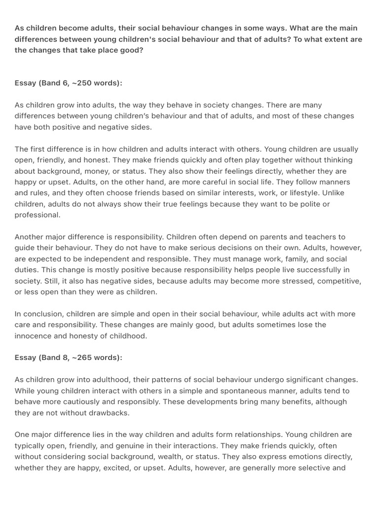 Social Behavior Changes: Children to Adults | PDF | Adults | Behavior