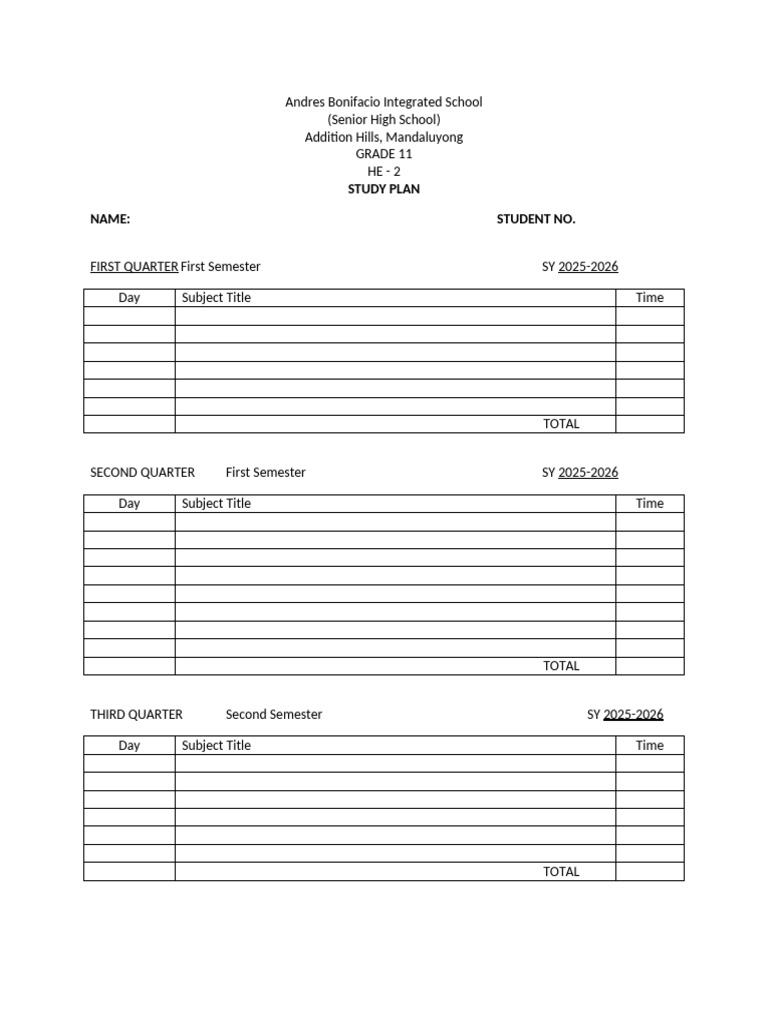 140732353 Study Plan of an Irregular Student | PDF
