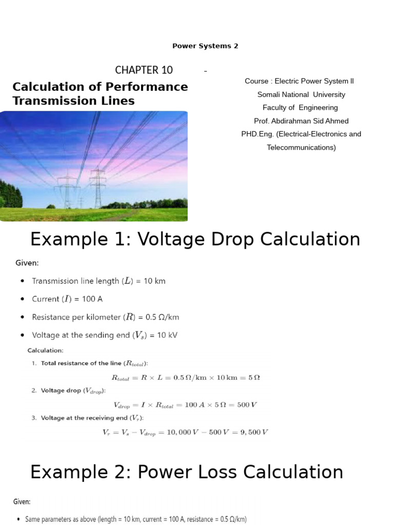 Calculation of Performance of Transmission Lines | PDF