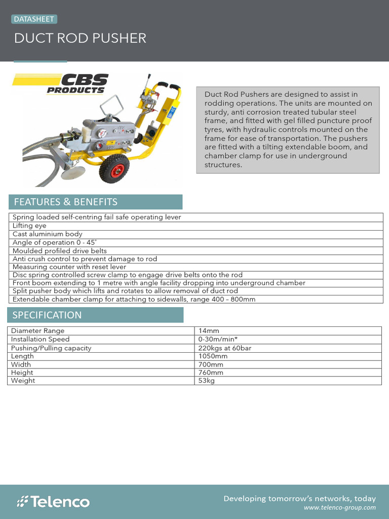 Duct Rod Pusher Specifications | PDF