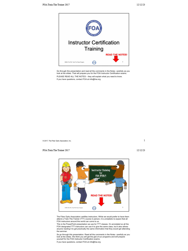 FOA Train The Trainer Overview 2017 | PDF