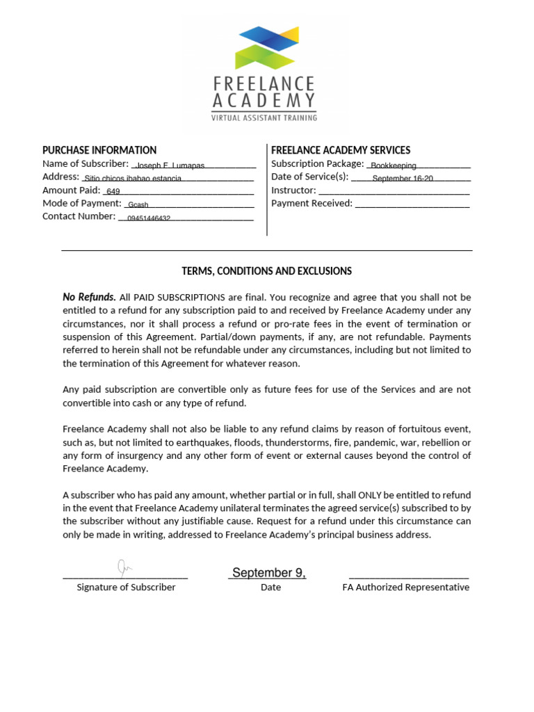 Subscription Agreement Form (Empty) | PDF | Subscription Business Model
