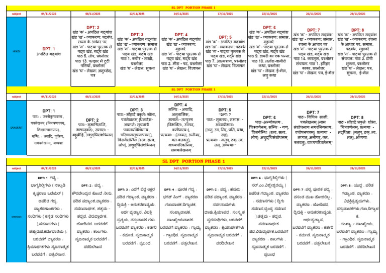 SL DPT Schedule | PDF