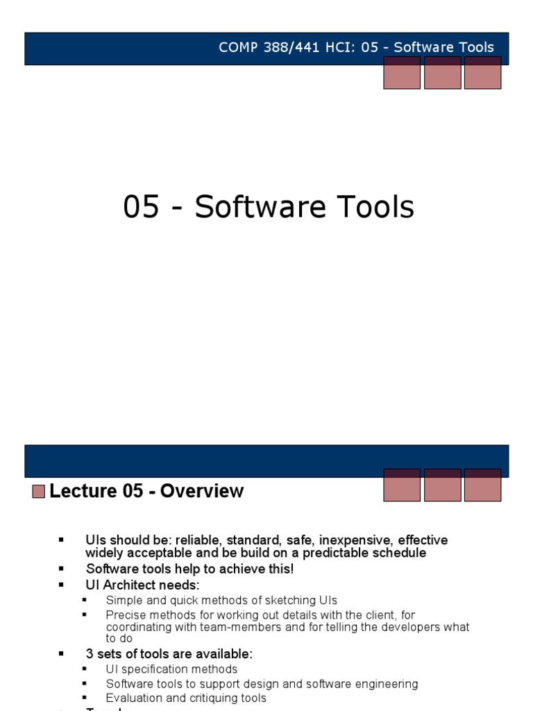 HCI Software Tools PDF Interaction Specification