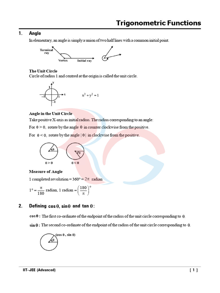 Trigonometric Functions for IIT-JEE | PDF | Angle | Circle