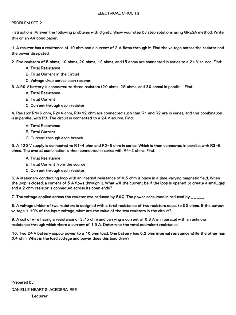 EE211-Problem Set 2 | PDF