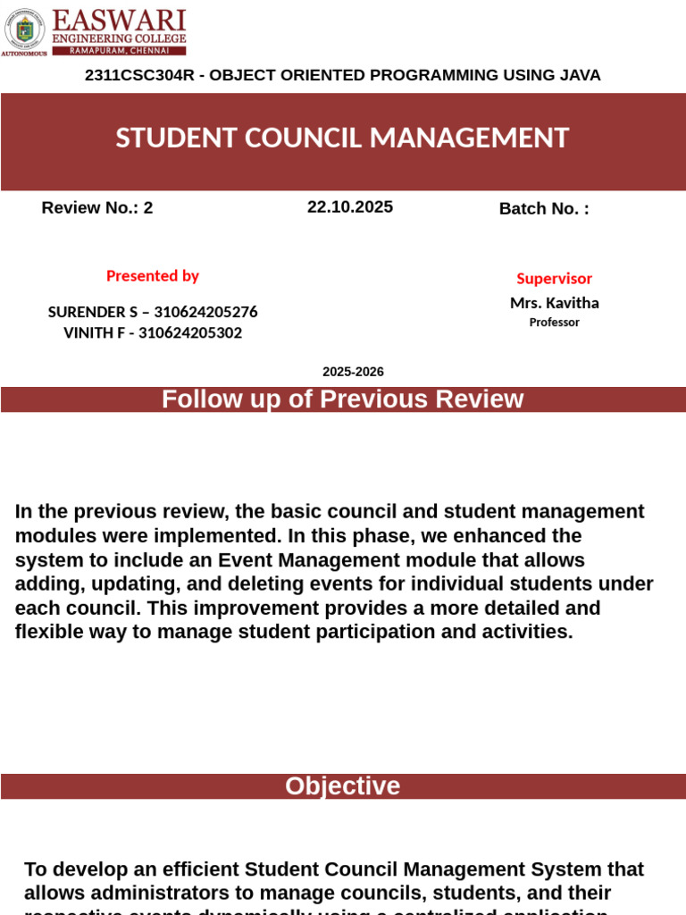 Student Council Management System Overview | PDF | Databases | Java ...