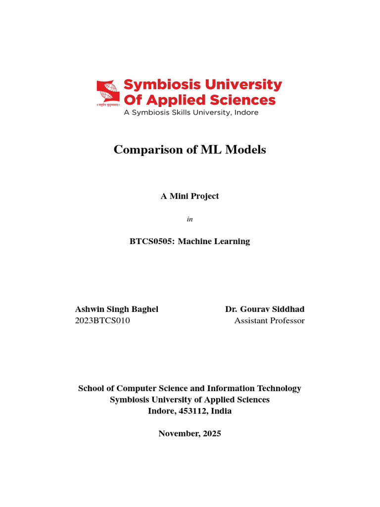 Comparative Analysis of ML Models | PDF | Support Vector Machine ...