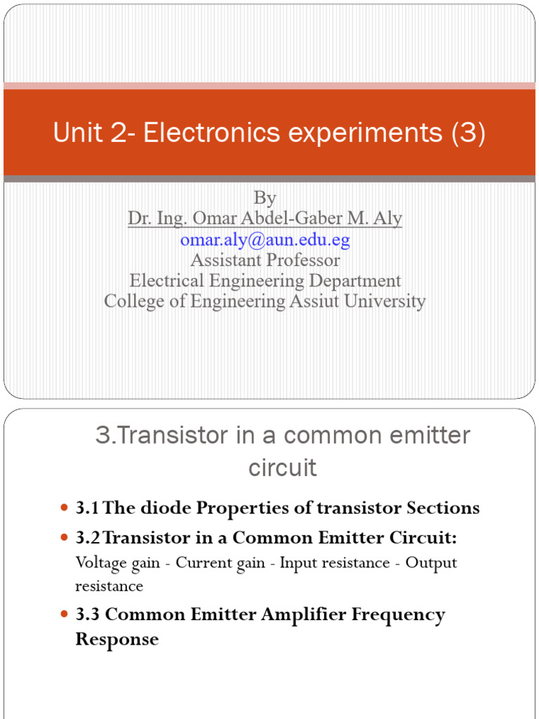 Common Emitter Transistor Amplifier Guide | PDF | Transistor | Bipolar ...