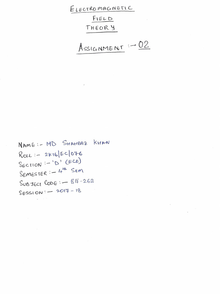 Emf T Assignment 2 | PDF