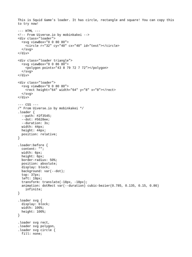 Squid Game's Loader For HTML + CSS | PDF | Computer File Formats | Html5