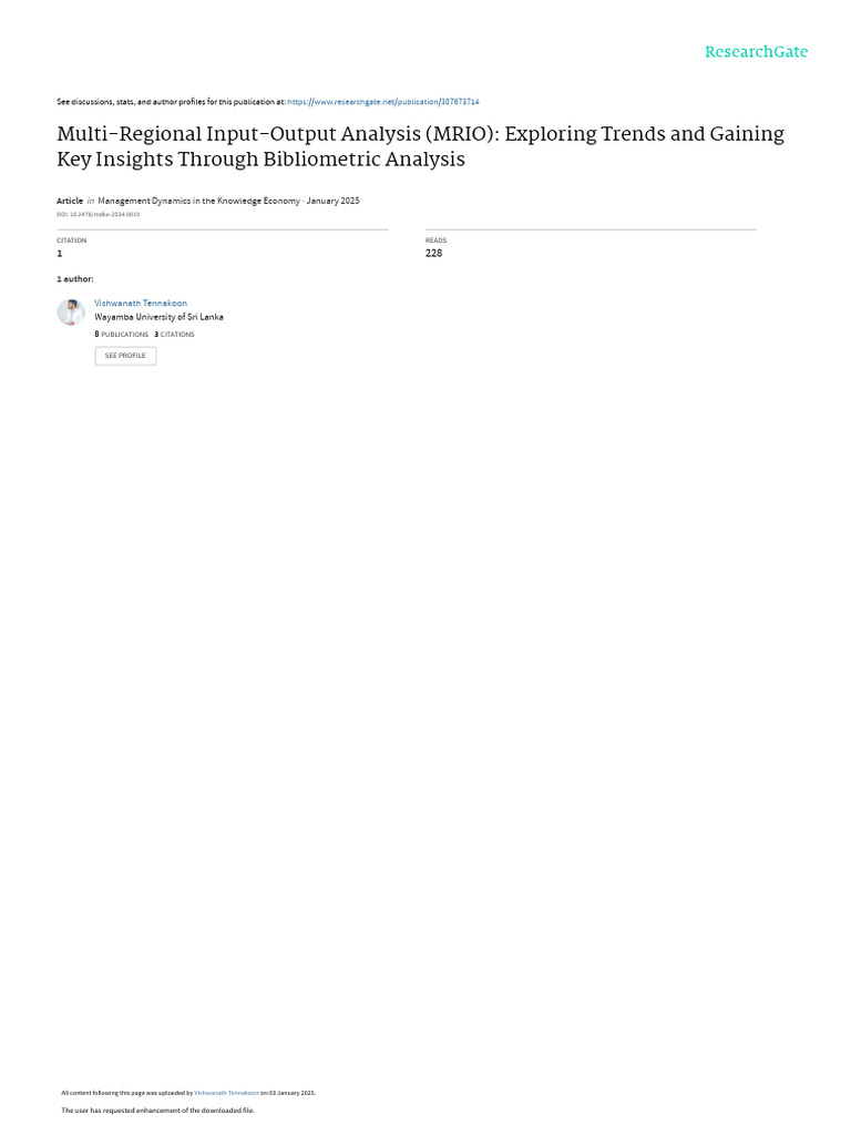 MRIO Analysis: Trends & Insights Review | PDF | Input–Output Model ...