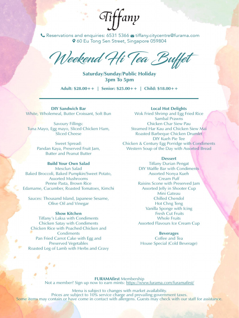 TCR - Hi TEA BUFFET MENU 8may23 | PDF | Cakes | Salad