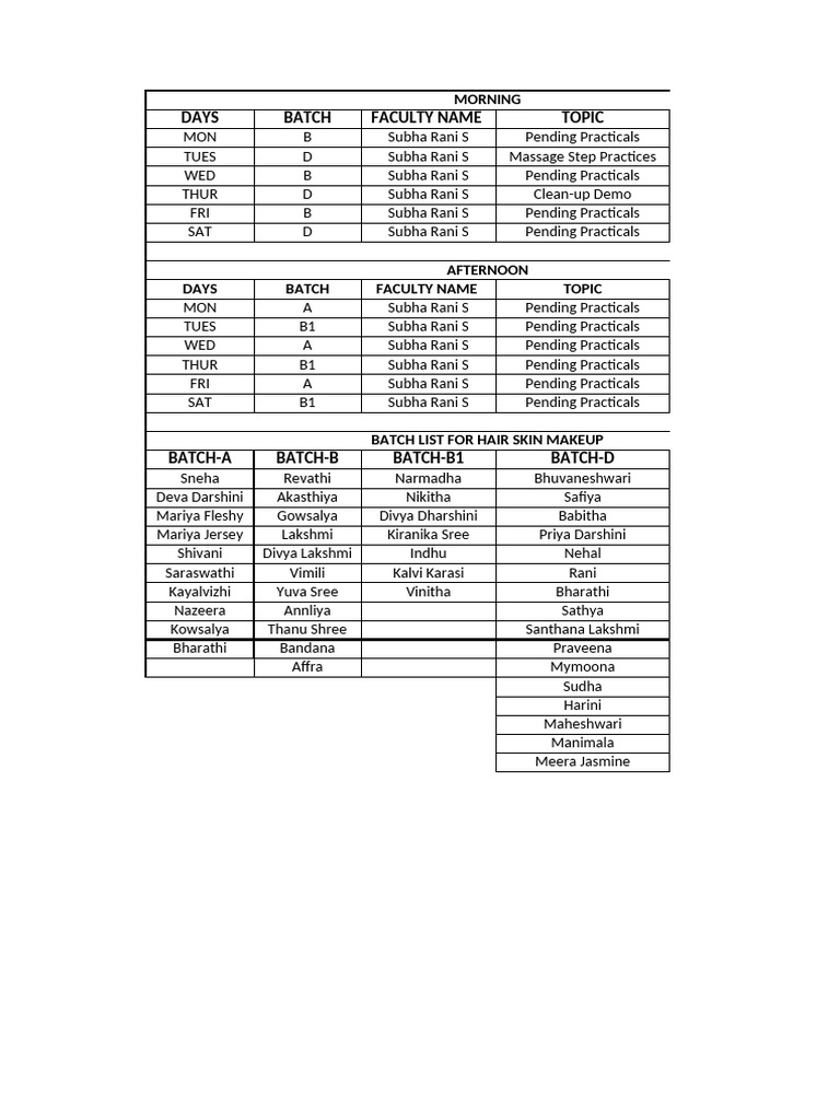 Weekly Batch Xls Format Nov-25 | PDF