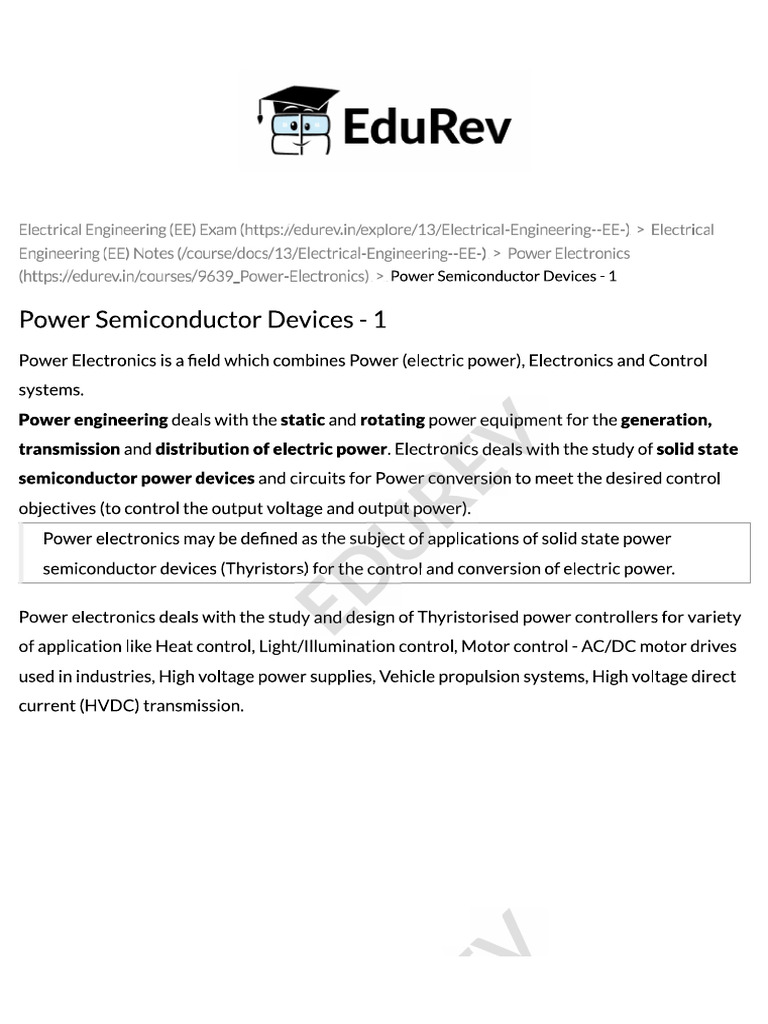 Power Semiconductor Devices - 1 | PDF