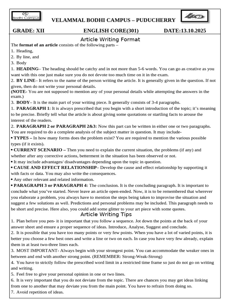 Article - Report Writing Formate &template | PDF | Water | Water Scarcity